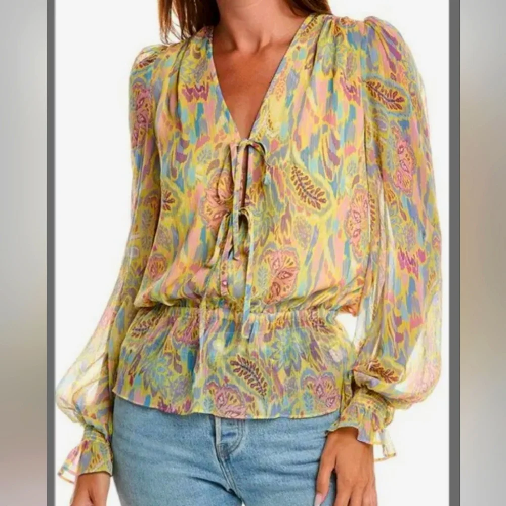 Ramy Brook Evie Peasant Blouse - Picture 1 of 8